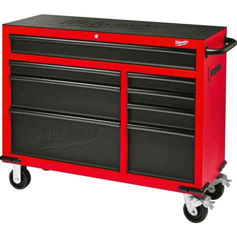 milwaukee 48-22-8520 46 in 8-drawer rolling steel storage cabinet red|milwaukee tool drawer.